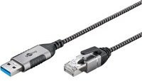 Goobay Ethernet-Adapterkabel USB-A 3.2 Gen1 auf RJ-45 Slim in Schwarz/Grau - Bild 1