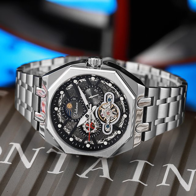 dulunwe Armbanduhr Automatik, Edelstahl, Schwarz, Herren - Bild 1