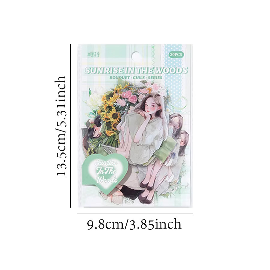 30 Stück Retro Aufkleber Set Blume Mädchen Serie zur Dekoration von Foto Rahmen, Telefon Hüllen und Tassen in Multicolour - Bild 3
