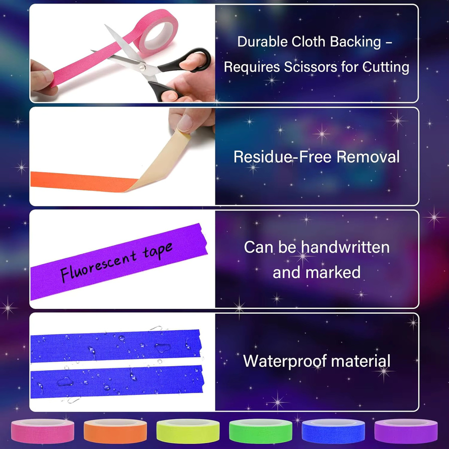 Neon Gaffer Klebeband in Multicolour für UV-Schwarzlicht und Glow-Partys - Bild 4