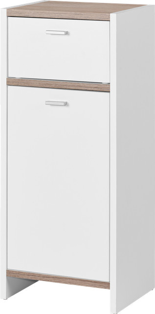LIVARNO HOME Seitenschrank Bad in Weiß und Sonoma-Eiche mit modernem Design - Bild 1