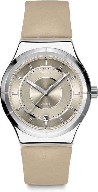 Swatch Armbanduhr Mocha Dream, beige, Edelstahl, Leder, Unisex - Bild 1