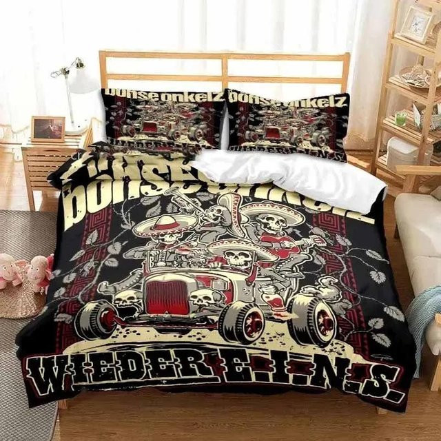 Gu Tao Böhse Onkelz Doppelbettwäsche-Set, 3-teilig, Schwarz, B/H: 210 x 210 cm - Bild 1