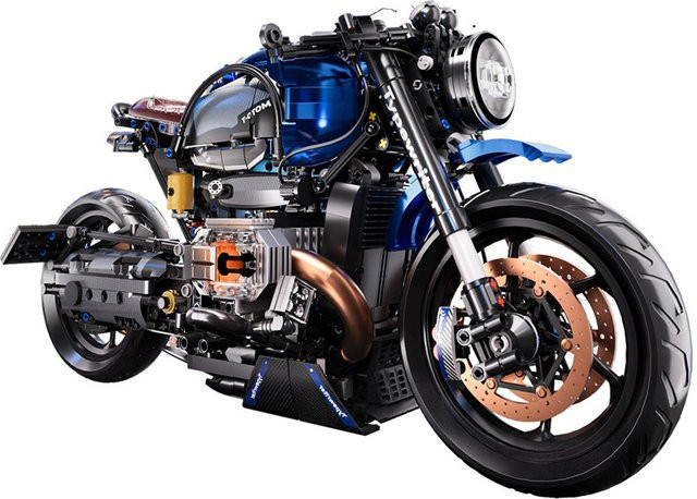 GUCAA Technisches 1:5 Motorrad Modellbausatz aus Bausteinen in Blau - Bild 1