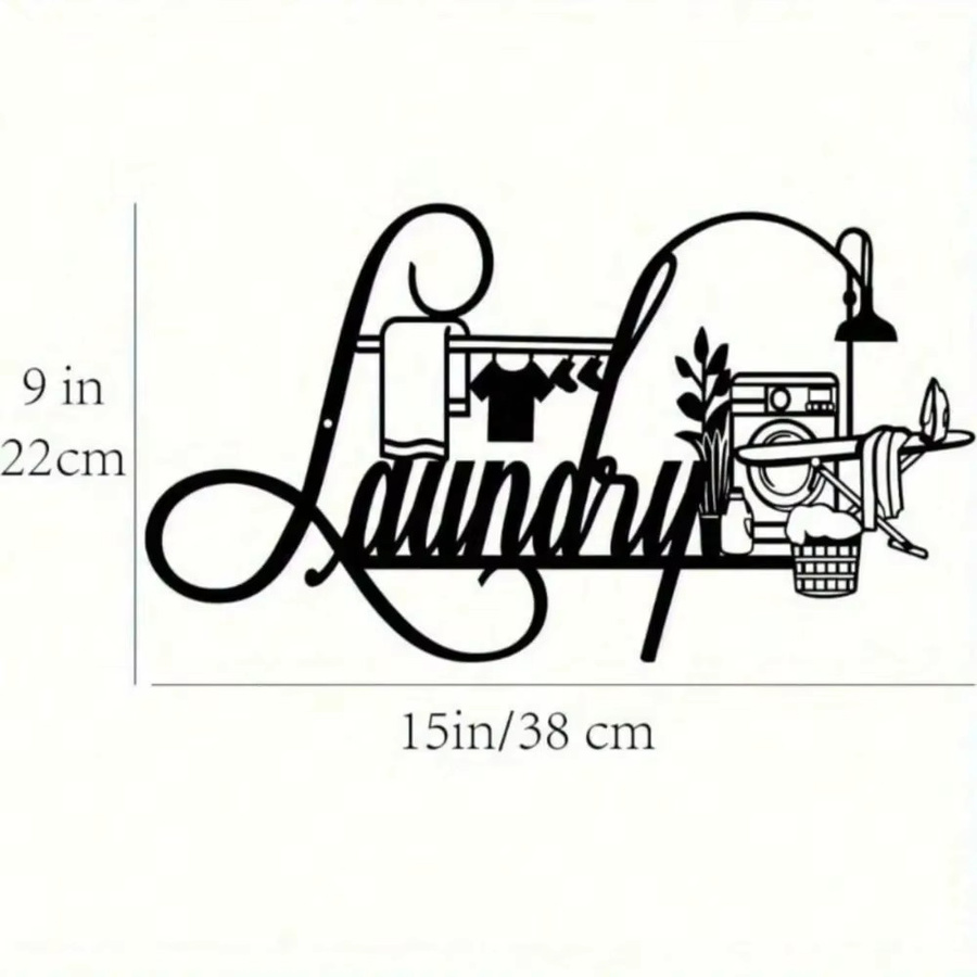 CIFBUY Rustikales Wäscheschild aus Metall in Schwarz im Vintage-Design als Hängedekoration - Bild 2