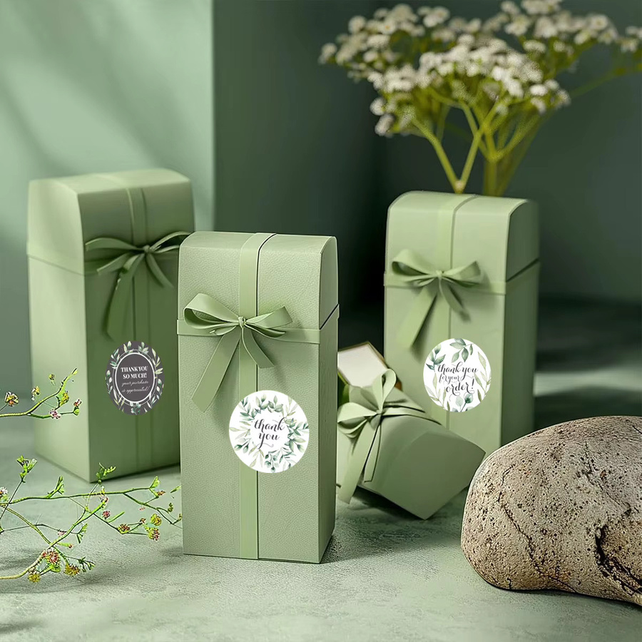 Bview Art Green Circle Dankesaufkleber in Grün – Zweisprachige Klebeetiketten aus Papier für dekorative Verpackungen und Geschenke - Bild 2