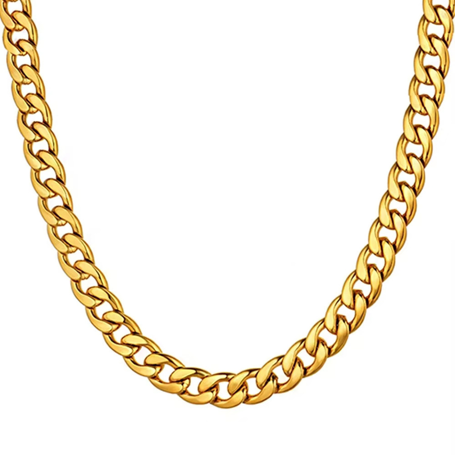 Halskette Punk Cuban Link, Edelstahl, Gold, Herren - Bild 2