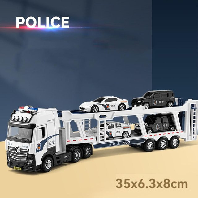 Linyi toy car Polizei-Traktor-Anhänger, Modellspielzeug, 1:50, Metall, ab 14 Jahren - Bild 1