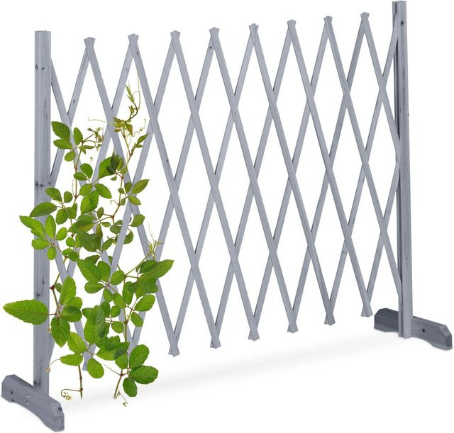 Ausziehbarer Relaxdays Rankgitter aus Tannenholz in Grau, Breite: 90 cm, Tiefe: 28 cm - Bild 1