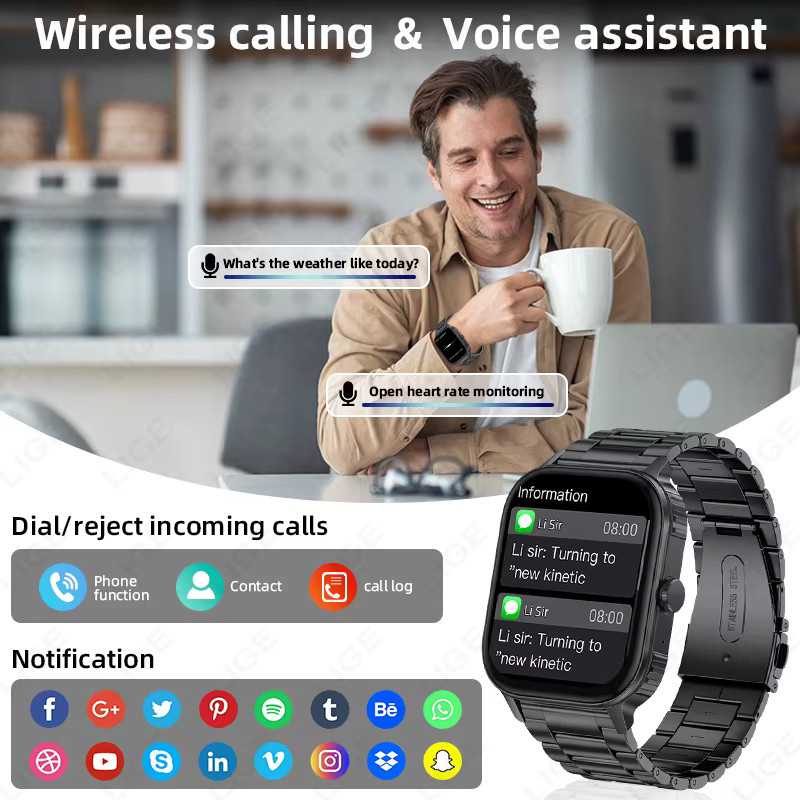 LIGE Smartwatch mit Bluetooth-Anrufen, Herzfrequenzmesser und 1000mAh Akku für Männer und Frauen - Bild 4