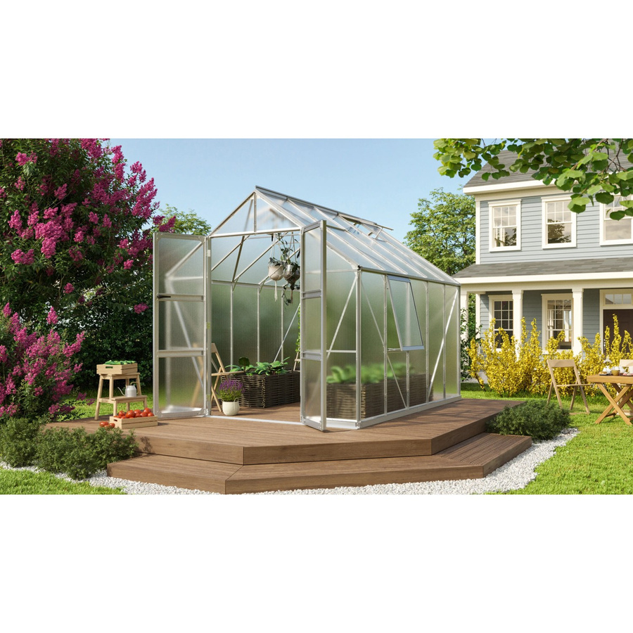 Vitavia Gewächshaus Olymp 8300 aus eloxiertem Aluminium mit Polycarbonat-Verglasung, Fundament und Regenrinnen, 8,3 m² - Bild 2