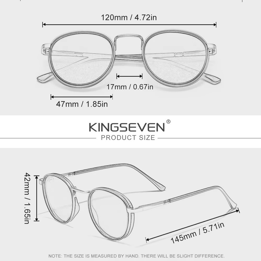 KINGSEVEN Sonnenbrille, Rund, Vollrand, Metall, Unisex, polarisiert - Bild 3