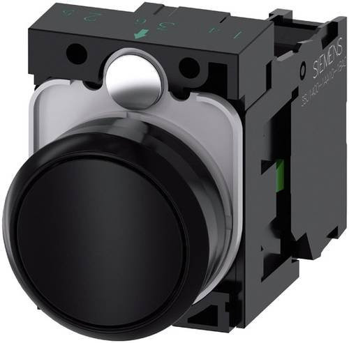 Siemens Drucktaster 3SU1100-0AB10-1BA0 mit flachem Betätiger und Frontring aus Kunststoff in Schwarz - Bild 1