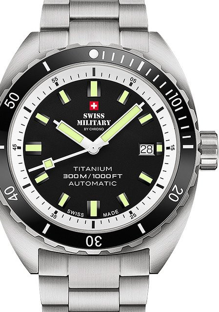 Swiss Military Armbanduhr Diver, Automatik, Titan, 42 mm, Herren, 30 ATM - Bild 1