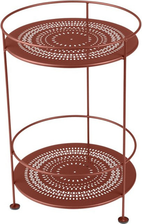 Fermob Guingütte Beistelltisch aus Metall in Rot mit perforiertem Design für Garten und Terrasse