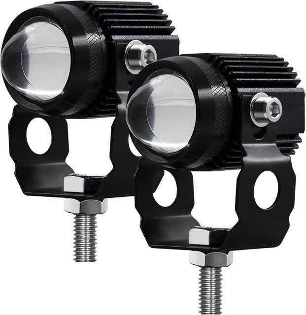 VehicleKit Motorrad LED Fahrlicht und Nebelscheinwerfer Set, Dual Color Weiß 6000 K und Gelb 3000 K, 60 W, Schwarz, 2 Stück - Bild 1