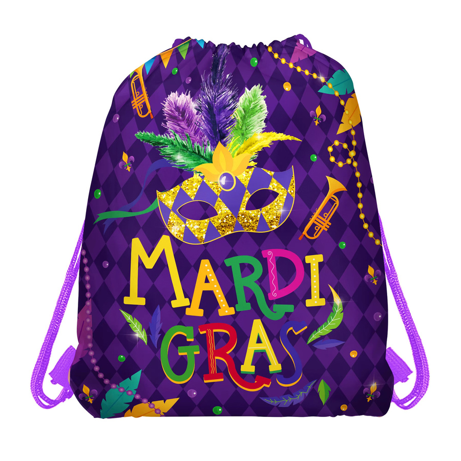 10 Stück Mardi Gras Vlies-Geschenkbeutel mit Maskenmuster und Kordelzug in Multicolour als Partyzubehör und Aufbewahrungsbeutel - Bild 3