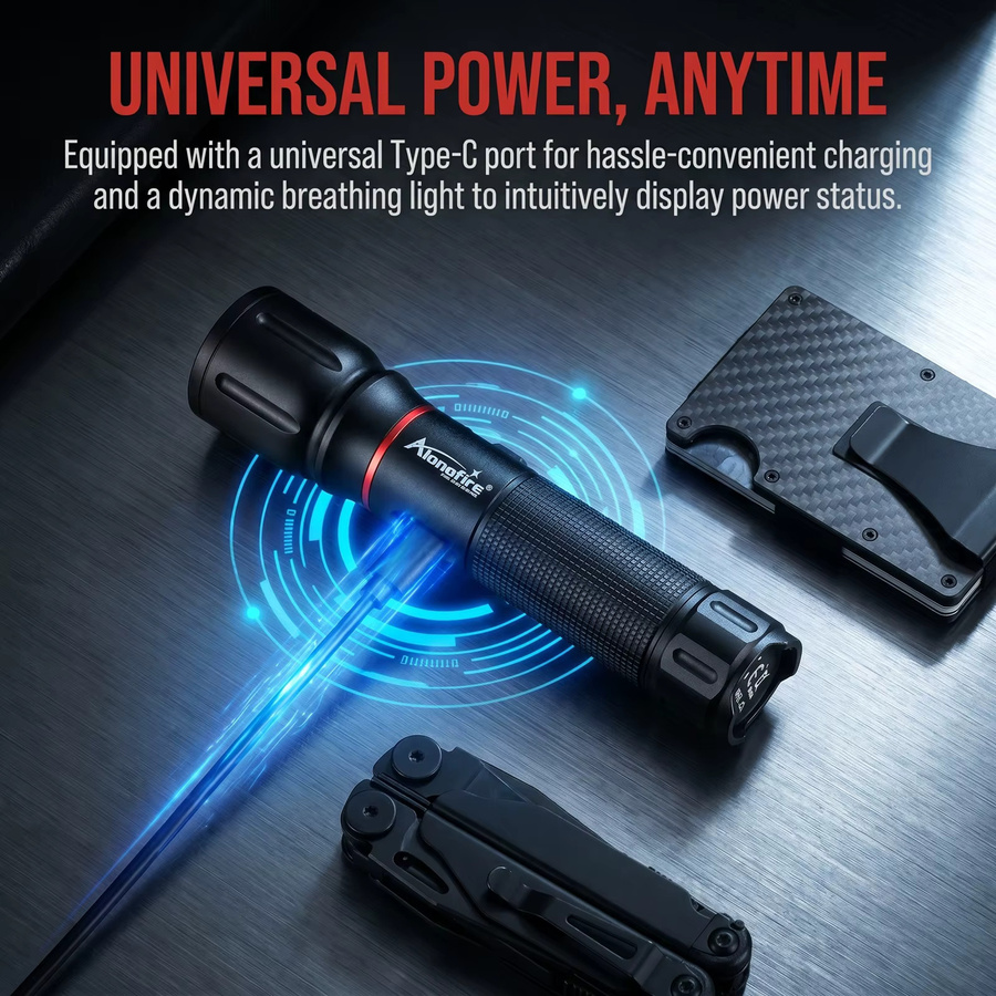 Alonefire UV-LED-Taschenlampe mit Zoom, 395nm/365nm, USB-aufladbar, Schwarz - Bild 3