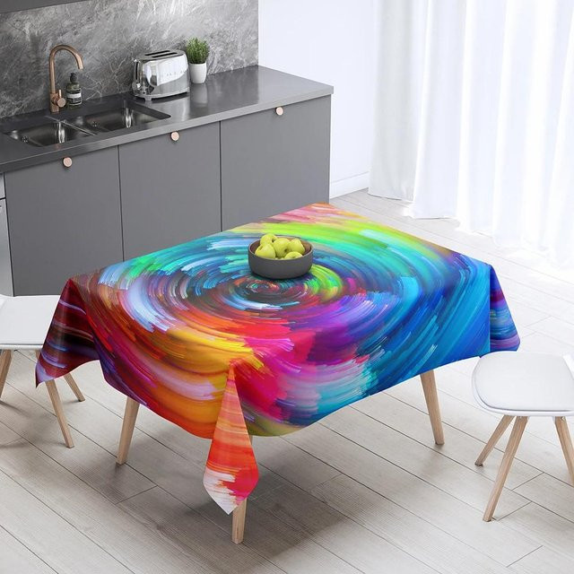 JMG Household Supplies Tischdecke mit Regenbogen-Print, rechteckig, mehrfarbig, flecken- und wasserabweisend, B: 140 cm, L: 220 cm - Bild 1