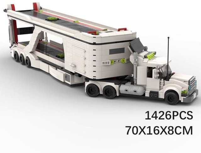 Binchi Keji Travel Rig Trucks Baustein, 8-Gitter Auto Transport, LKW Puzzle, Grau, ab 3 Jahre - Bild 1