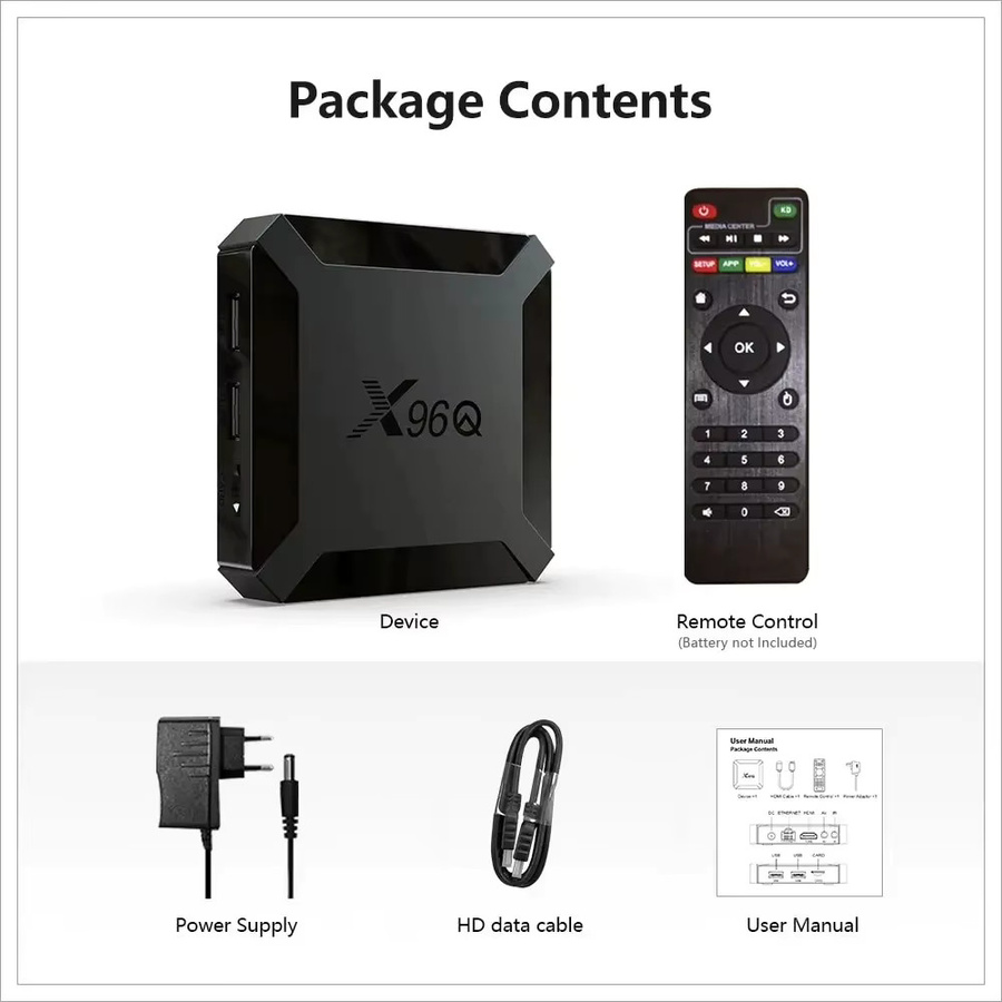X96Q Android 10 TV Box mit Allwinner H313 Quad Core, 4K UHD, 2GB RAM, 16GB ROM, Wifi, Schwarz - Bild 3