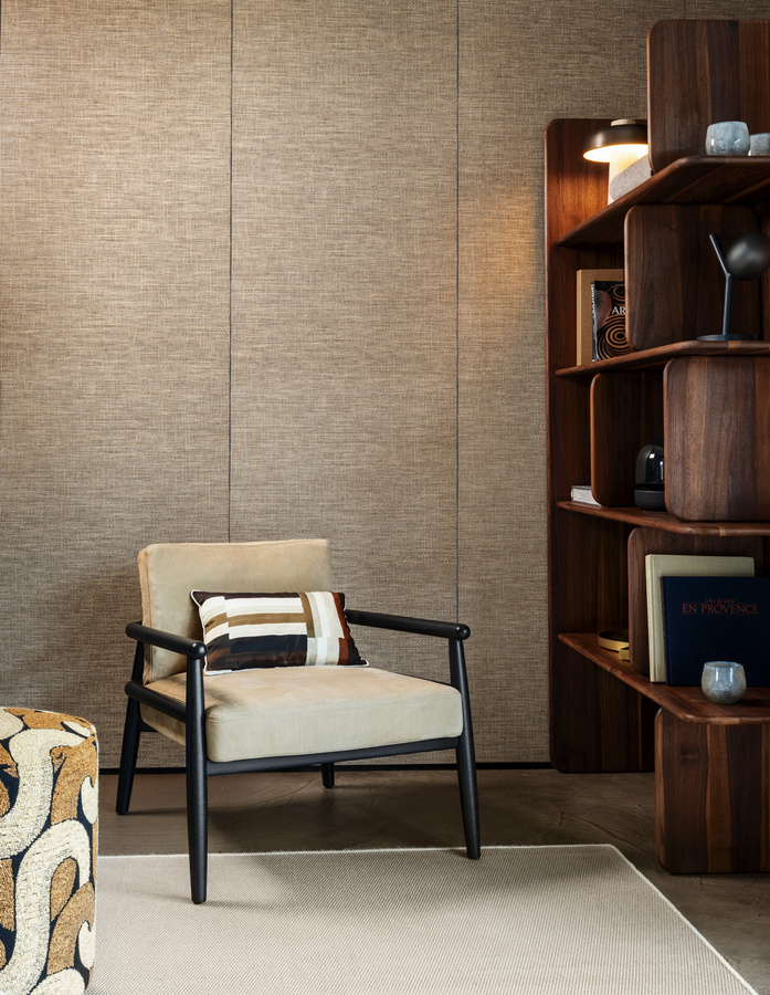 Arte International Essentials Wallpaper Le Raphia Tisse gestreift in Black Natural und Beige aus Vlies und Vinyl - Bild 1