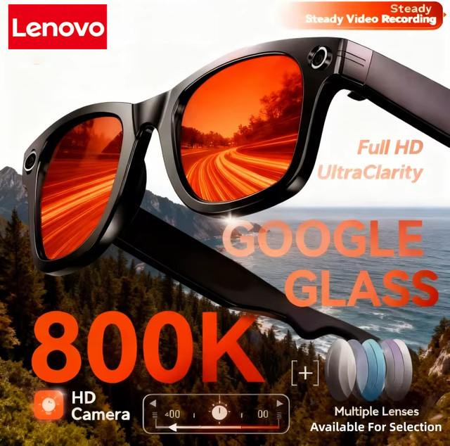 Lenovo 8K HD KI-Smart-Brille in Schwarz mit photochromen Gläsern, ChatGPT-Kamera, Bluetooth-Anruffunktion und Sprachassistent-Steuerung - Bild 1