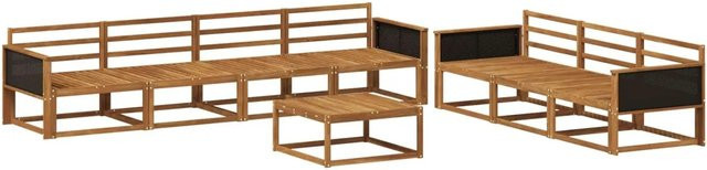 vidaXL Outdoor-Sofagarnitur aus Massivholz Akazie in Natur Braun, 8-teiliges Set mit Tisch und Sesseln - Bild 1