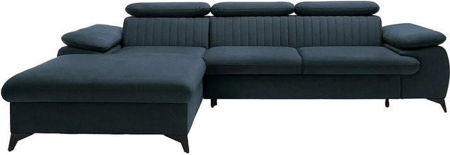 Vente-unique Schlafsofa Samara in Hellblau mit L-Form und Samtbezug, Breite: 280 cm - Bild 1