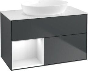 V&B Waschtischunterschrank Finion 100 mit Wandbeleuchtung in Weiß lackiert, B/T/H: 100 x 50,1 x 50,1 cm - Bild 1