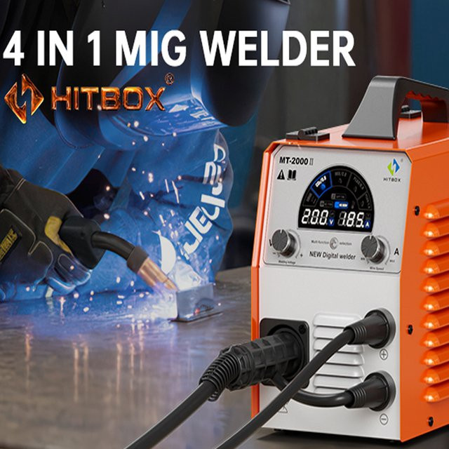 HITBOX MT2000II 4-in-1 Schweißgerät 220V IGBT Inverter MIG Gas/Gaslos MMA Lift TIG in Orange - Bild 1