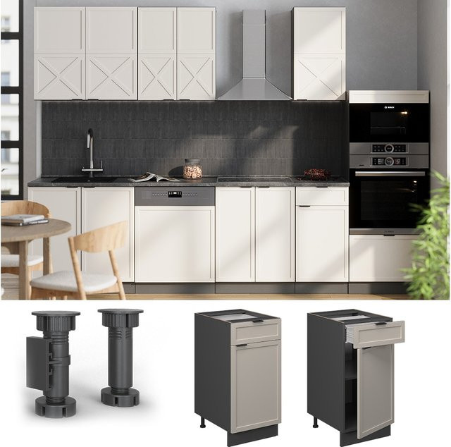 Vicco Schubunterschrank Fame-Line in Anthrazit, Grau und Beige ohne Arbeitsplatte, Breite: 40 cm - Bild 1