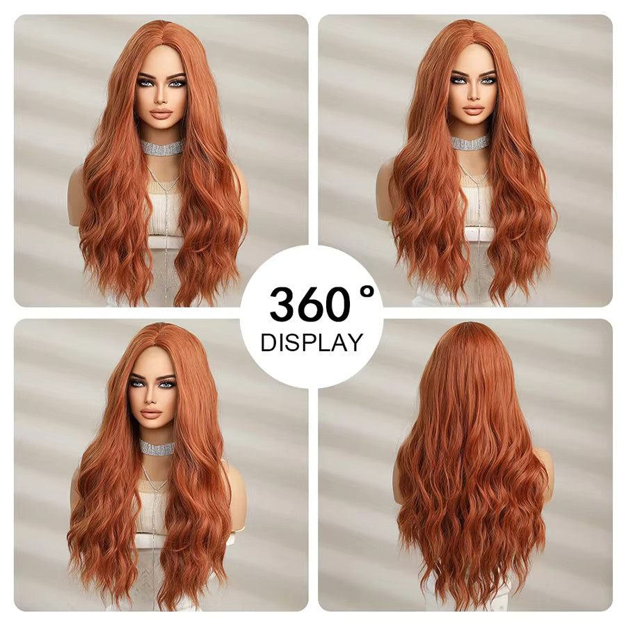 WENYAN Perücke, gewellt, Ingwer, synthetisch, 26 Zoll, Damen - Bild 3