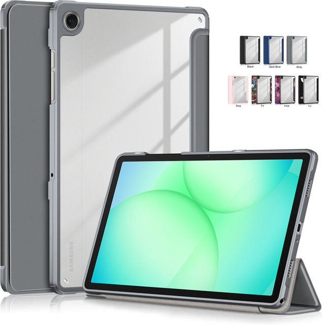 Samsung Galaxy Tab A11 Plus Hülle SM-X230 X235 Smart Cover aus PU-Leder mit Acryl-Rückseite in Schwarz - Bild 1