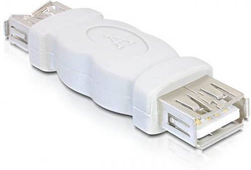 Delock USB 2.0 Adapter mit 1x USB-A Buchse und 1x USB-A Stecker in Weiß, 65012 - Bild 1