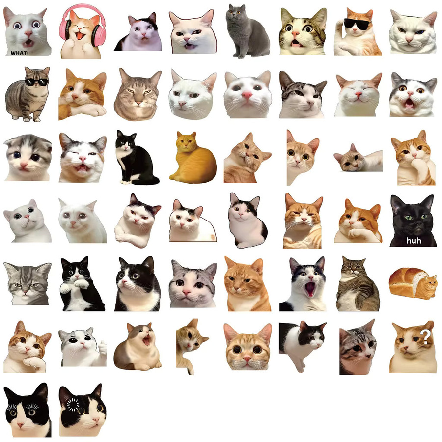 50 Stück transparente Retro-Cartoon-Katze Aufkleber aus PET, wasserfeste DIY-Dekor-Sticker für Zeitschriften, Gitarren und Notizbücher von Anime Worlds Store - Bild 3