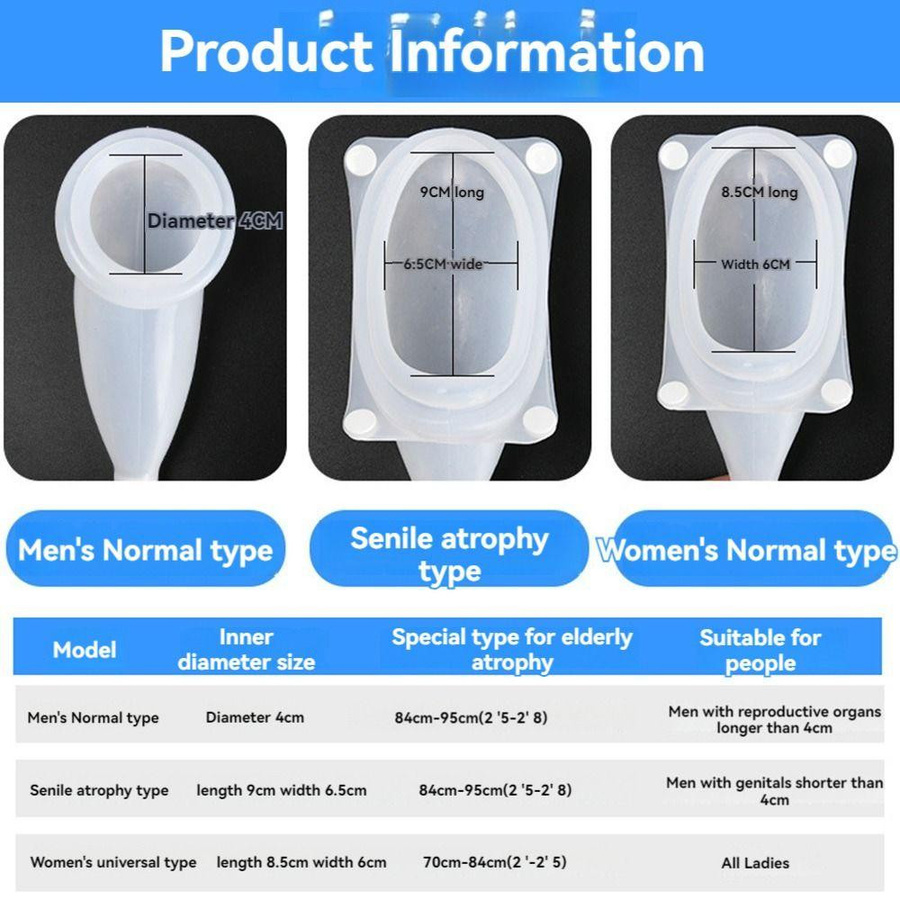 Huilibanye Wiederverwendbarer Urinbeutel als tragbarer Urinsammler für die Reise, 1000 ml, Weiß/Transparent - Bild 6