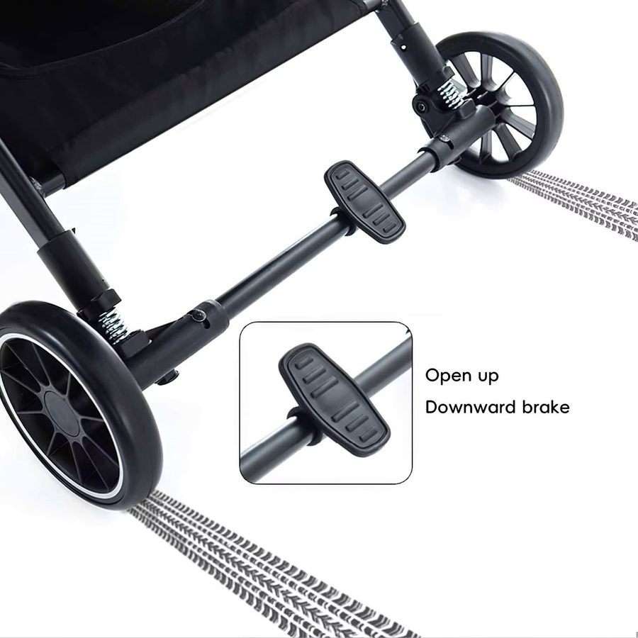 OWJHE Tragbarer Kinderwagen in Grau, ultraleichter und faltbarer Buggy mit bidirektionaler Sitzposition, Stoßdämpfung und Schwenkrädern - Bild 5