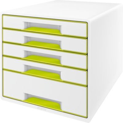 LEITZ WOW CUBE 5214 Schubladenbox aus Polystyrol mit 5 Schüben für DIN A4 in Grün - Bild 1