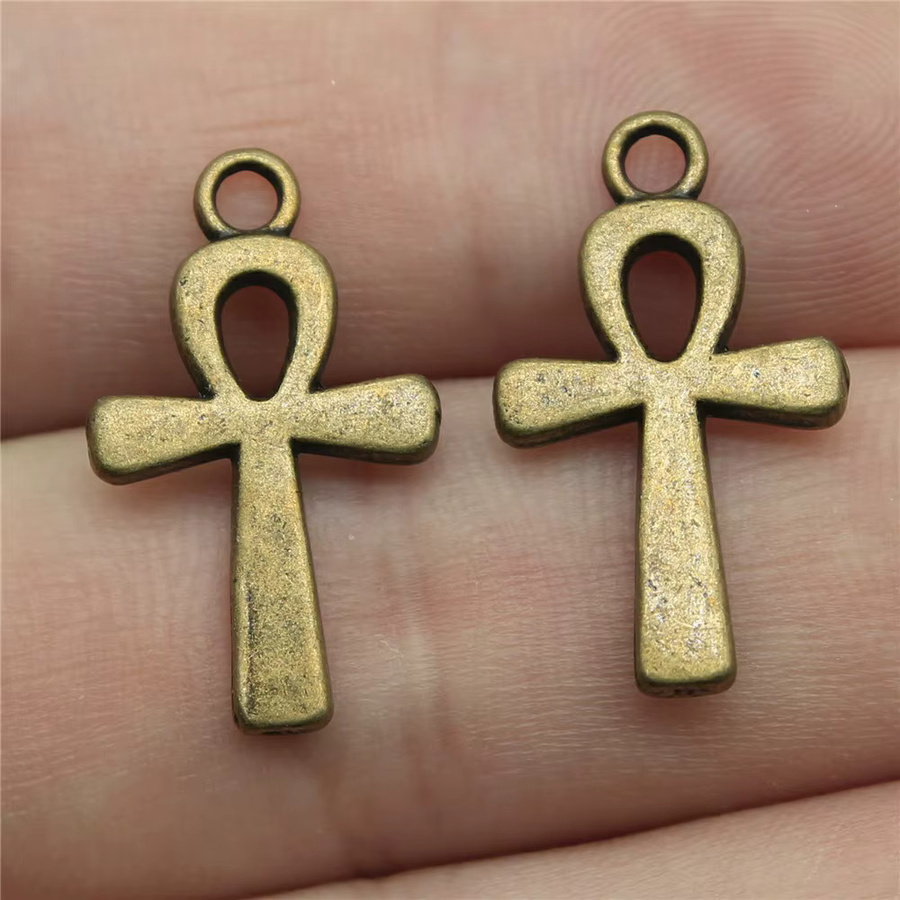 IFOCUS Charme Ankh Kreuz, Metall Legierung, Gold, Unisex - Bild 2
