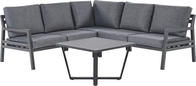 Beliani Lounge Set VIZZINI in Dunkelgrau mit Eckelement, Couchtisch und Kissen aus Aluminium und Outdoor-Stoff, B/T/H: 200 x 200 x 70 cm - Bild 1