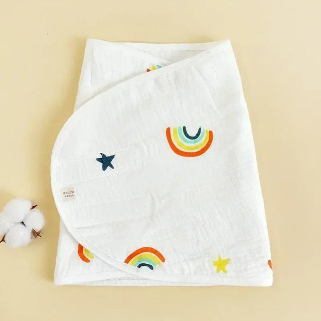 Binchi Babywickeldecke für Neugeborene 0-6 Monate aus Baumwolle, Weiß, B: 80 cm, B: 35 cm - Bild 1