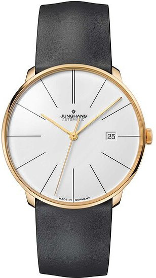 Junghans Armbanduhr Automatik, Edelstahl, Weiß, Leder, Herren - Bild 1