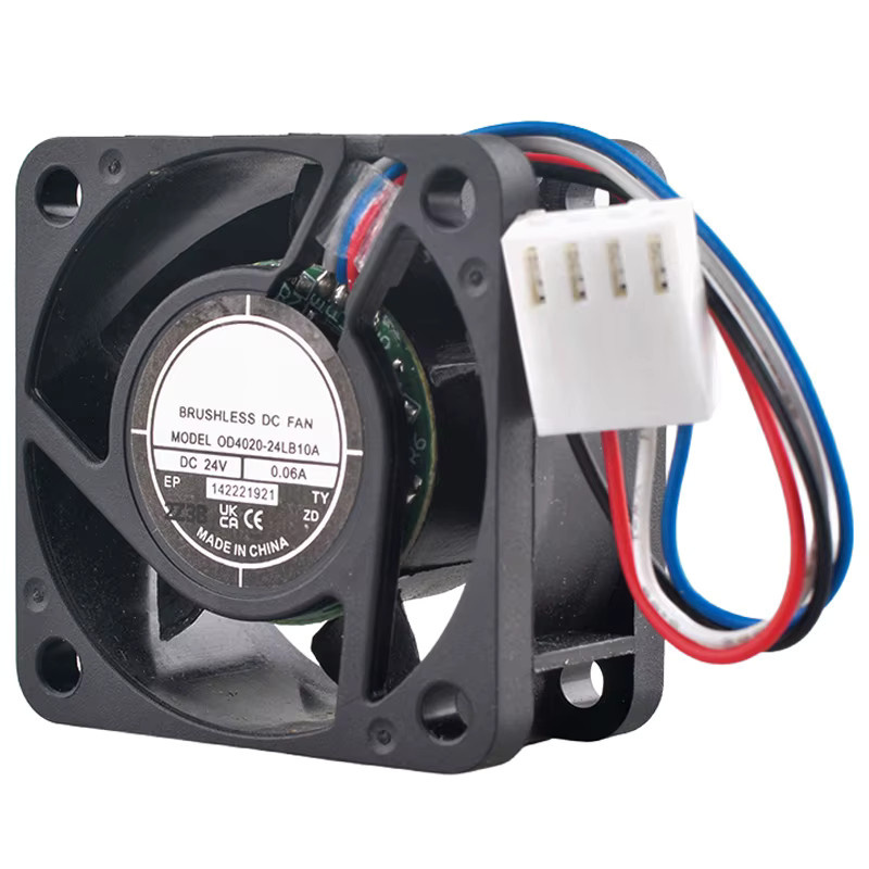 ANCHAOPU Lüfter mit Doppelkugellager in Schwarz, 4-polig, DC 24 V, 0,06 A, B/T/H: 40 x 40 x 20 mm, für Netzfrequenzumrichter OD4020-24LB10A - Bild 2