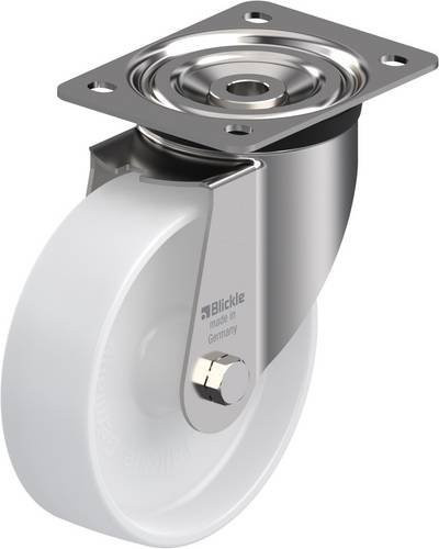 Blickle LX-PO 160G Lenkrolle in Weiß mit Edelstahl-Ausführung und 400kg Tragfähigkeit, Rad-Durchmesser: 160 mm - Bild 1