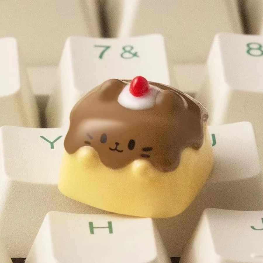 Harz Pudding Katze Tastenkappe für mechanische Tastaturen in Gelb – Süße personalisierte Keycap Dekoration - Bild 2
