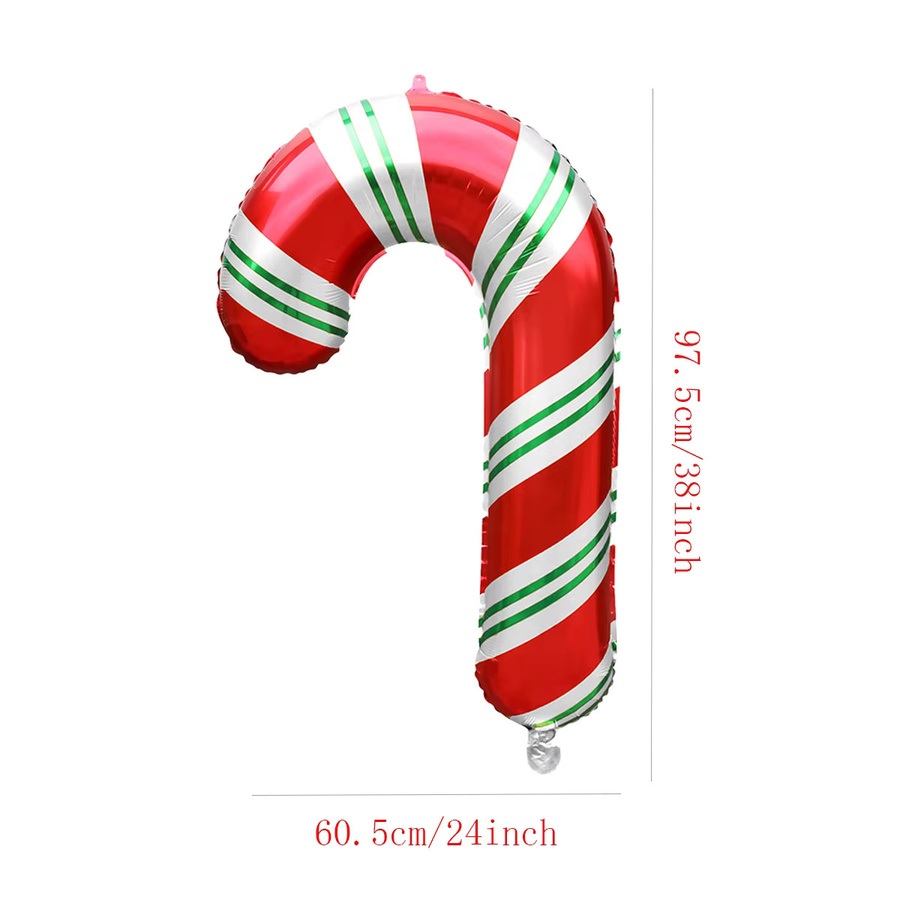 2er-Set EACH PARTY Weihnachts-Candy-Cane-Folienballons, rot-mehrfarbig gestreift, 96,52 cm für Weihnachtsdekoration und Partys - Bild 2