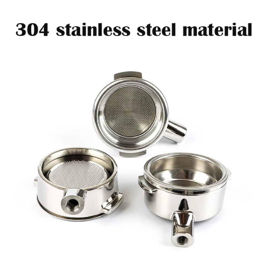 YUAN-ECT Bodenloser Siebträger mit 58mm schrägem Sieb in Braun und Silber für Nuova Appia, Oscar, VA358 und Musica Espressomaschinen - Bild 1