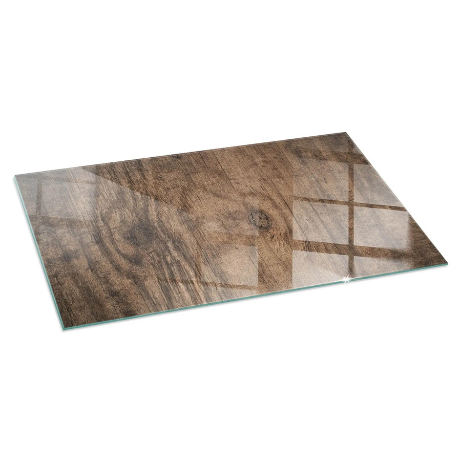 Tulup Glasplatte für Kamin mit natürlichem Holzmuster in Braun, B/T: 140 x 70 cm - Bild 2