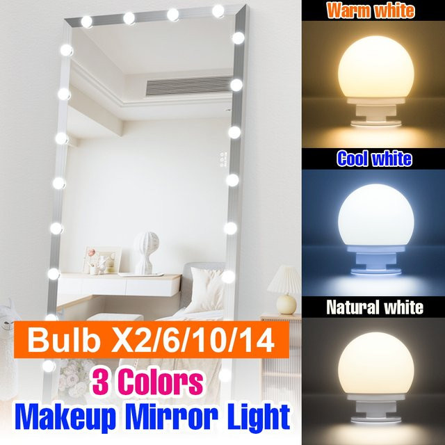 CanLing USB Schminkspiegel-Beleuchtung mit LED, dimmbar, 3 Farbtemperaturen, Weiß - Bild 1